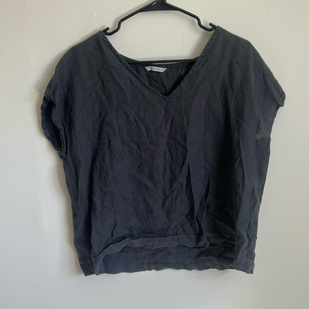 Linen fox graphite top 100% linen